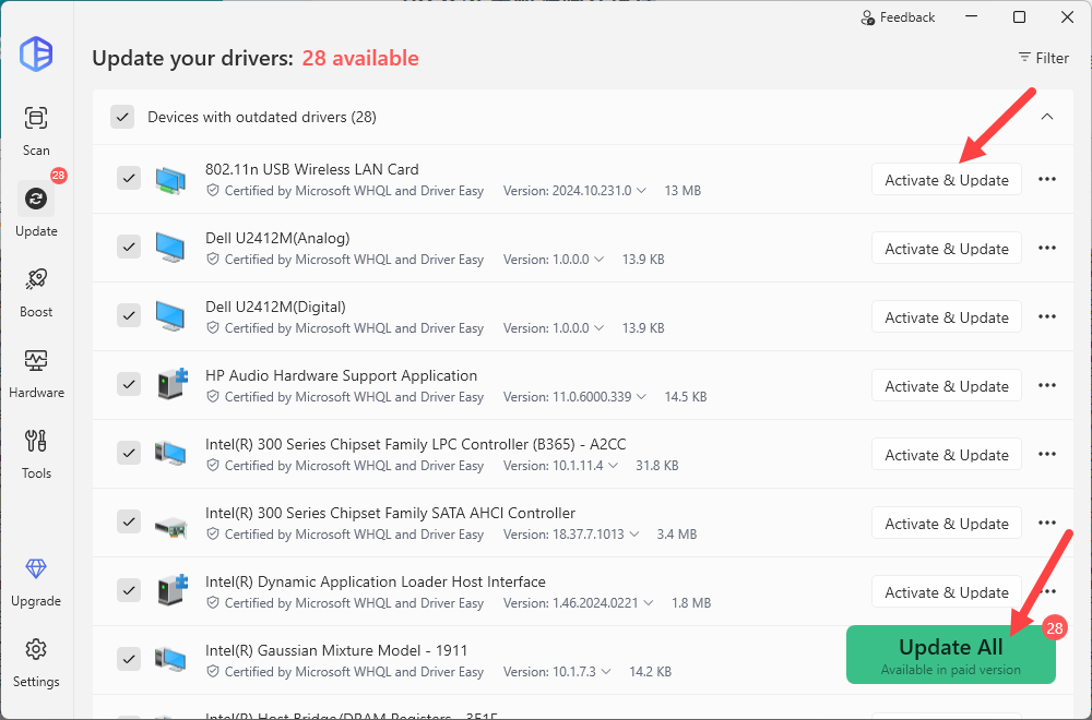 update 802.11n USB wireless lan card driver with driver easy