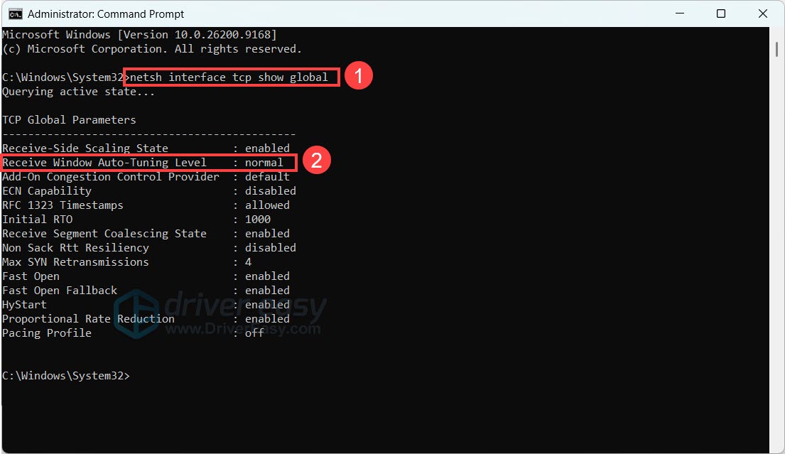 Check Windows TCP Auto-Tuning