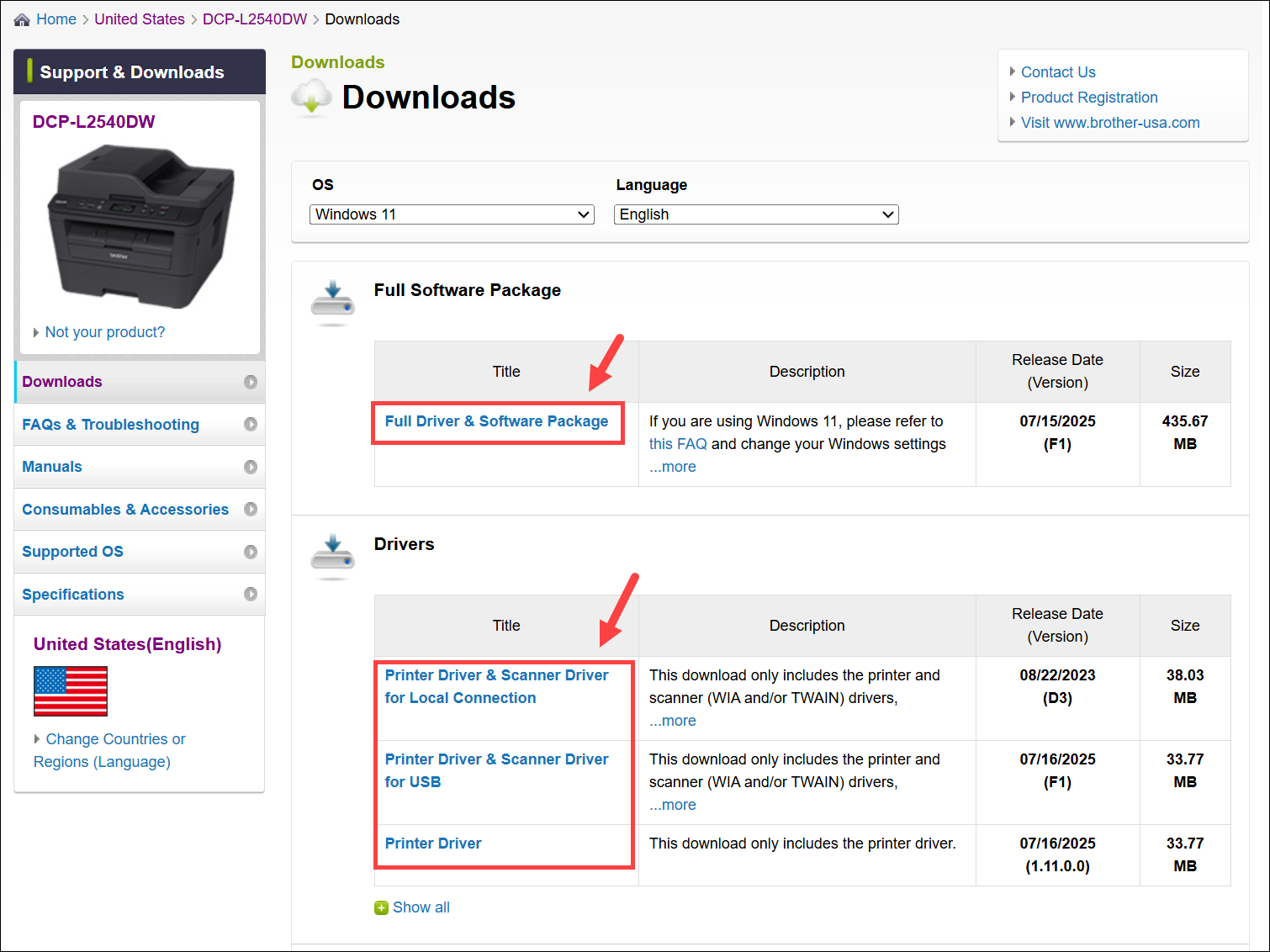 download brother printer driver manually