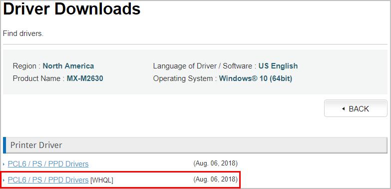 sharp driver not seeing printer on network