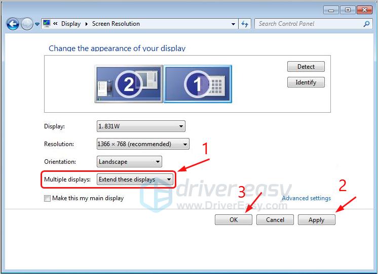 second monitor not detected windows 7 hdmi