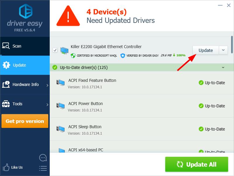 killer e2200 ethernet driver