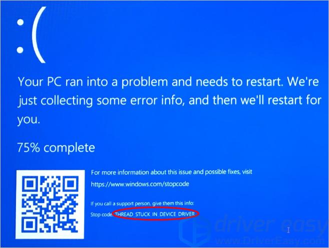 thread stuck in device driver blue screen