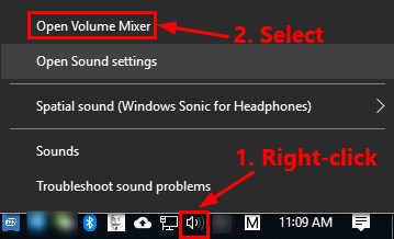 cant open volume mixer