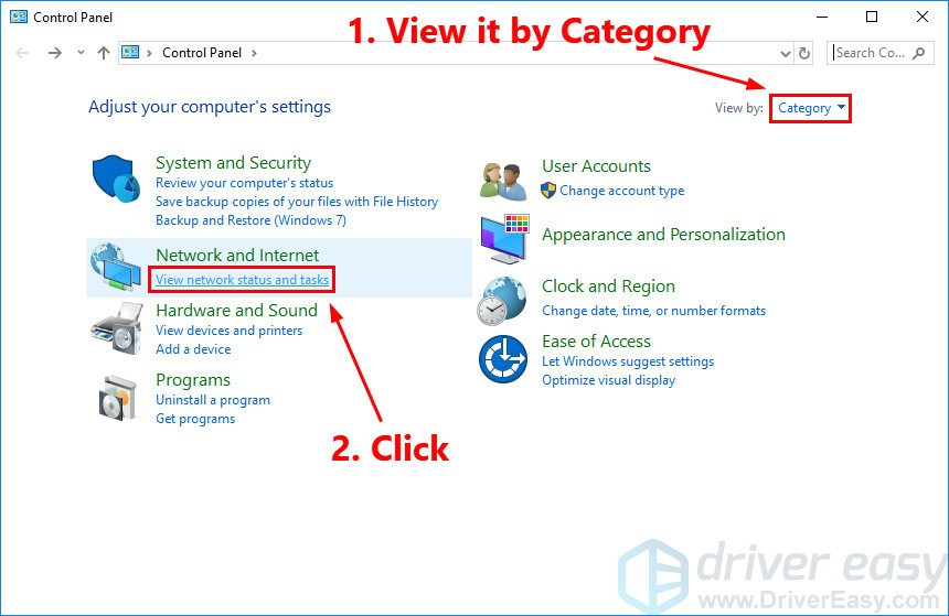 2 view the control panel by category click view network status and tasks - fortnite login failed ps4 2019