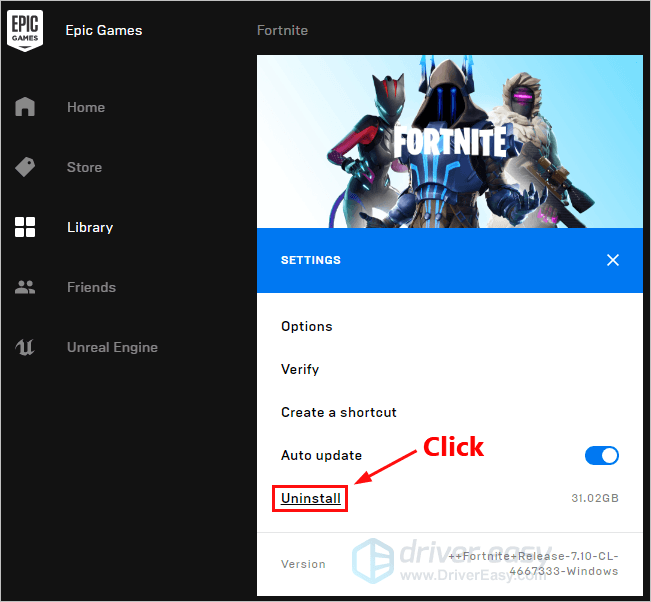 click uninstall to uninstall fortnite - fortnite game chat xbox and ps4