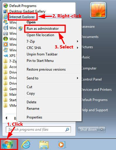 how to run internet explorer as administrator