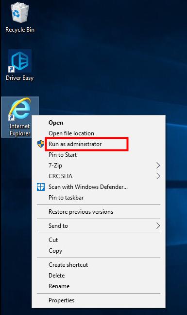 run internet explorer as administrator