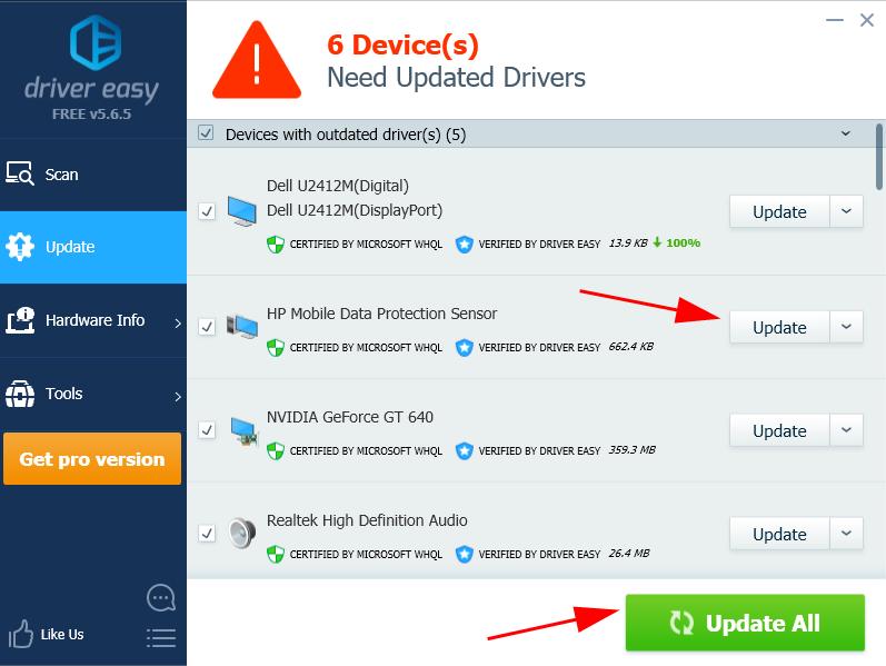hp mobile data protection sensor windows 10 driver download