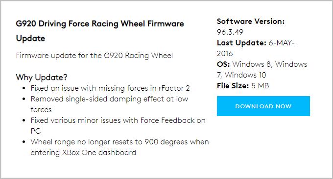 Logitech G920 Driving Force Racing Wheel Xbox One & Windows