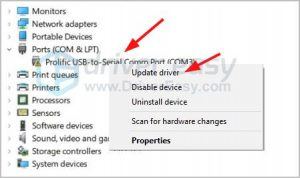 prolific usb to serial driver issues windows 10