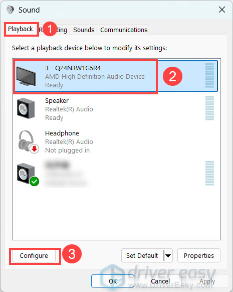 playback device configuration windows 11