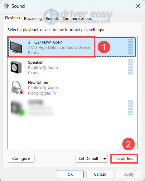 playback device properties windows 11