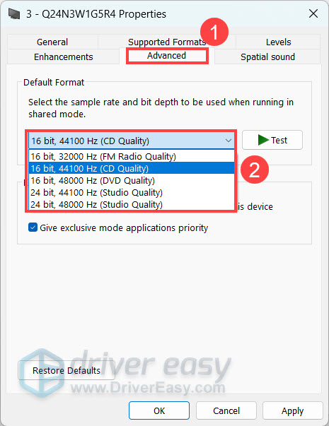test different output formats windows 11