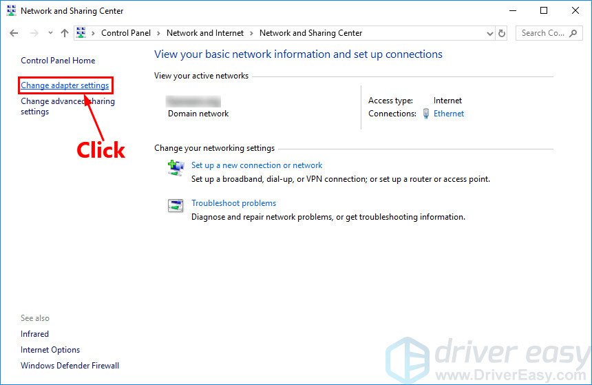 in the pop up window click change adapter settings - unable to login to fortnite servers