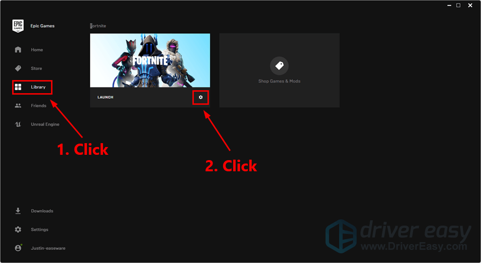 on the right click the gear button on the lower right corner of fortnite - part failed to connect fortnite