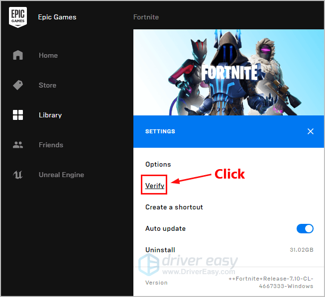 click verify to verify fortnite game files - fortnite unable to login to fortnite servers please try again later