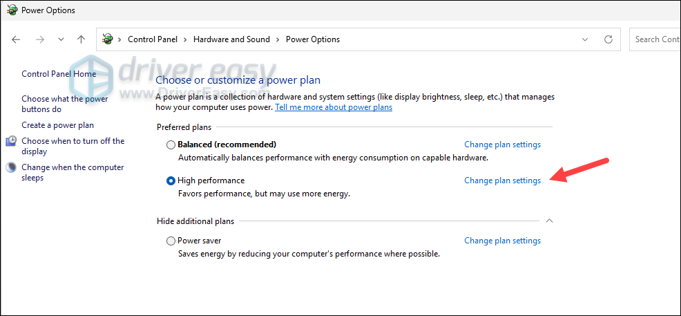 change power plan settings windows pc