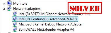 yellow warning by intel centrino wireless driver