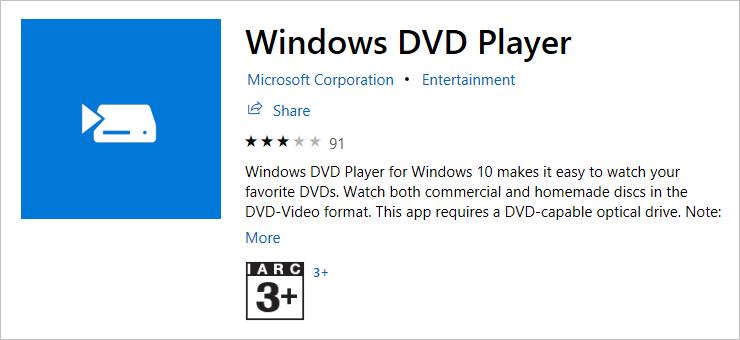 microsoft dvd player for windows 10