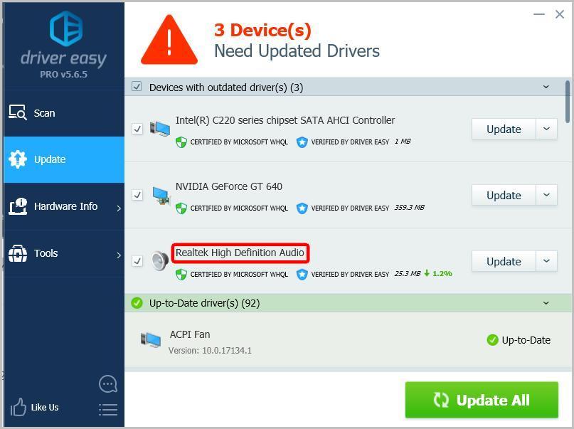 update audio drivers for windows 7