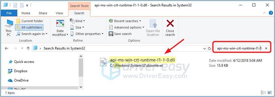 Solved Api Ms Win Crt Runtime L1 1 0 Dll Is Missing Driver Easy