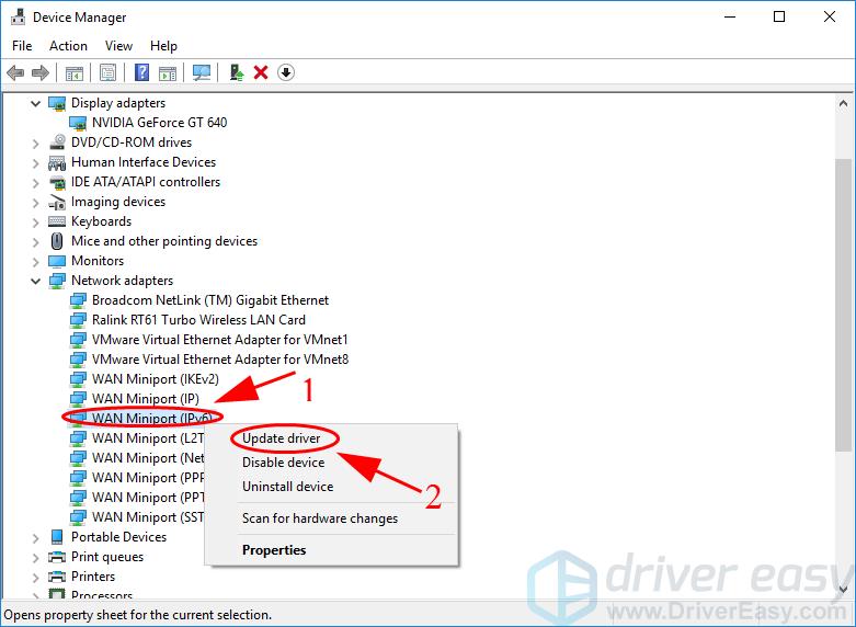 wan miniport ip driver download windows 10