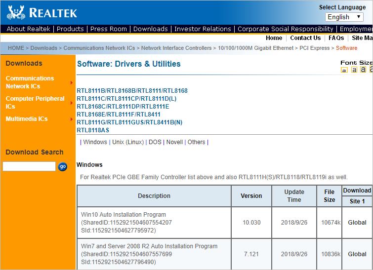realtek pcie gbe family controller driver free download