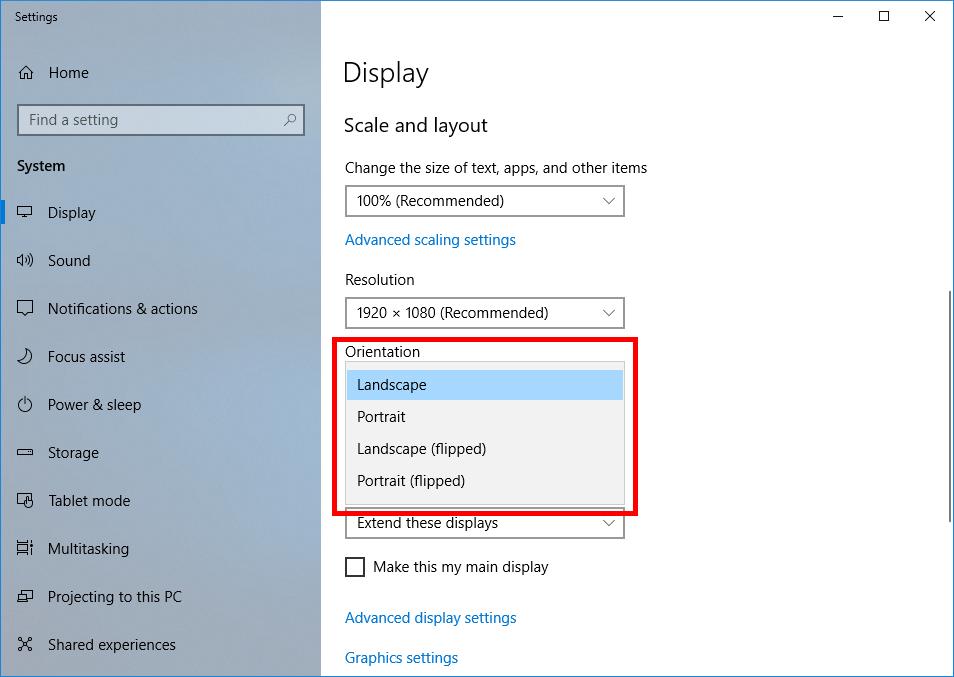 dell laptop screen rotation key