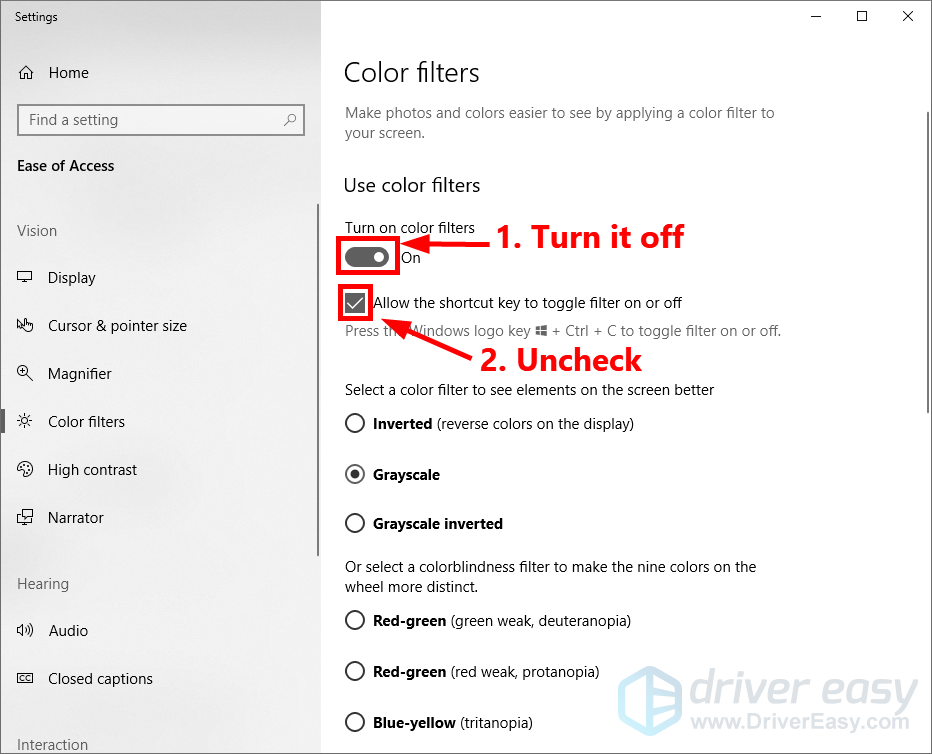 Windows 10 Shortcut to Switch Between Black & White and Color Mode