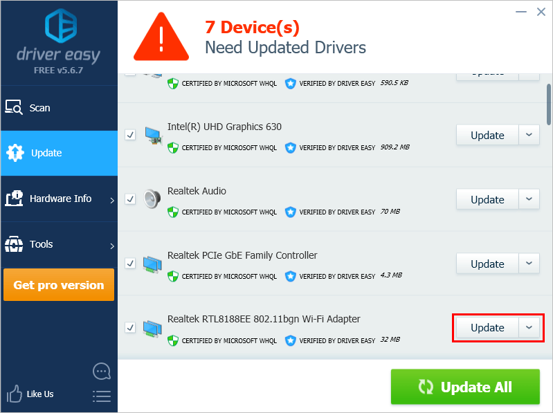 realtek wifi rtl8188ee driver update windows 10