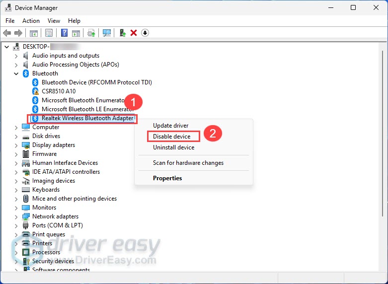 disable built-in bluetooth adapter