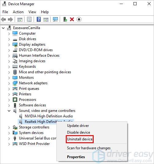 how to uninstall sound driver windows 7