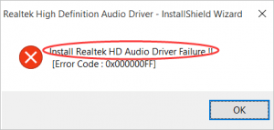 install realtek hd audio driver failure 0x000003f1