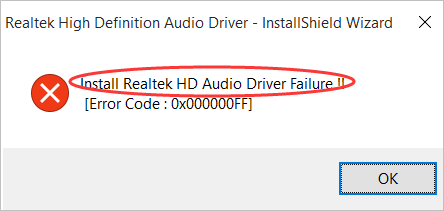 realtek error message