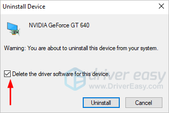 uninstall install display driver windows 10
