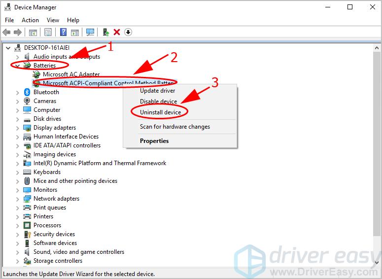 acpi compliant control method battery driver windows 10