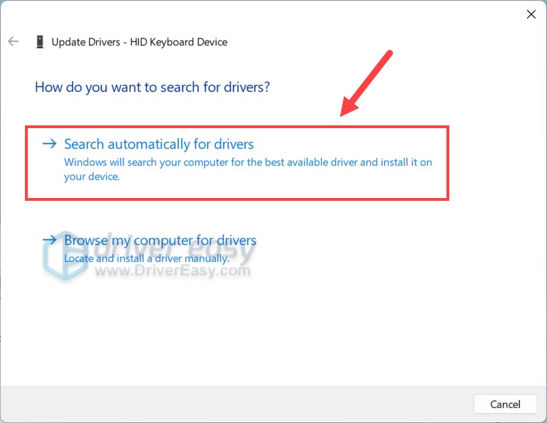 update keyboard search automatically device manager