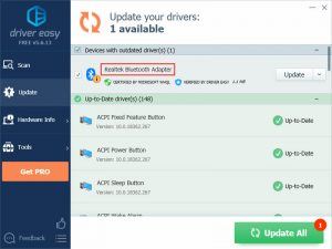 uninstall realtek bluetooth driver while updating to windows 10