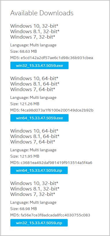 intel drivers for windows 7 64 bit