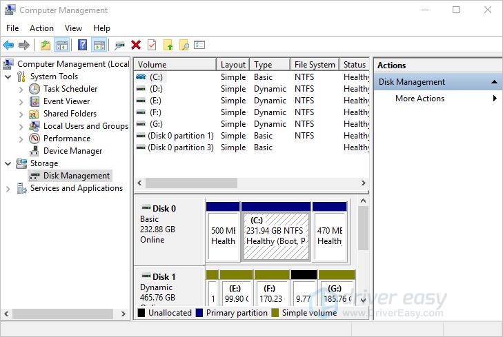 How To Open Disk Management In Windows 10 Driver Easy