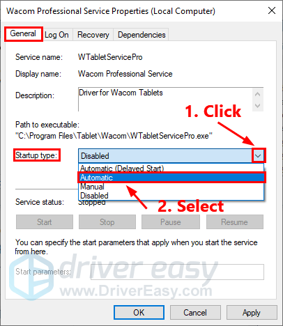 wacom tablet driver not runnint