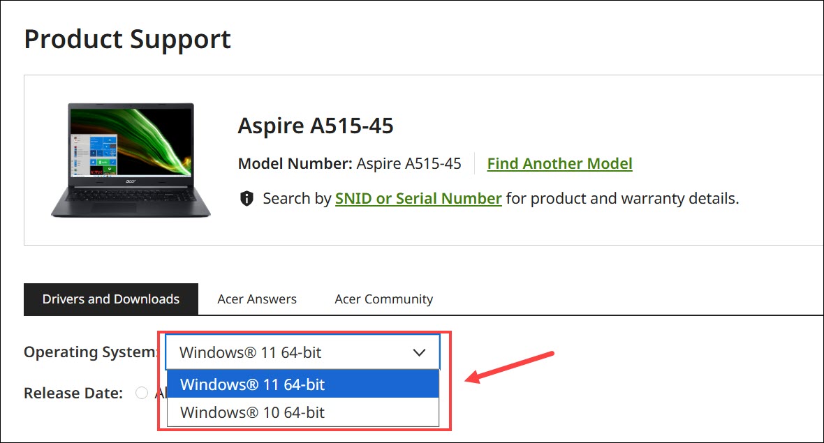 download driver from acer official website