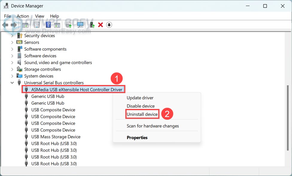 uninstall ASMedia USB eXtensible Host Controller Driver