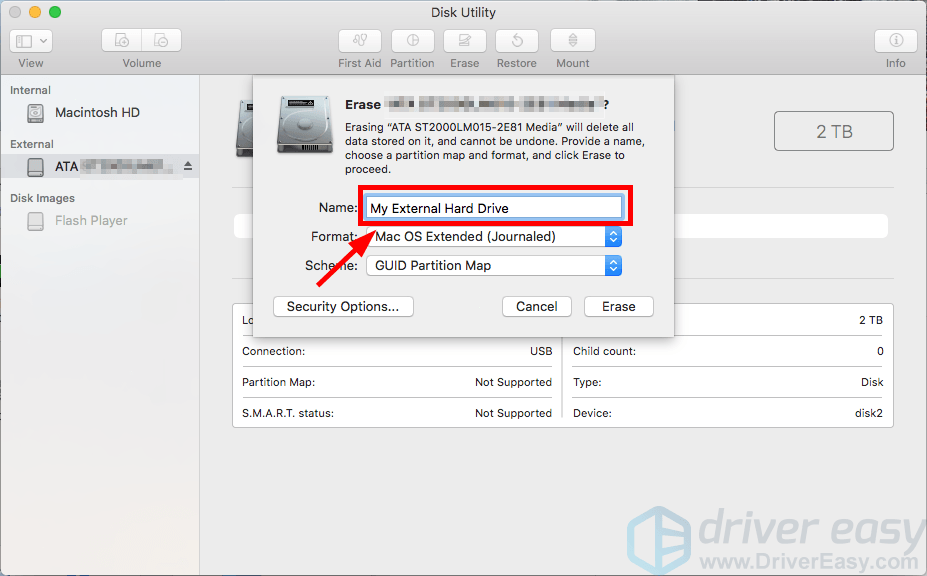 external hard drive format mac os extended journaled