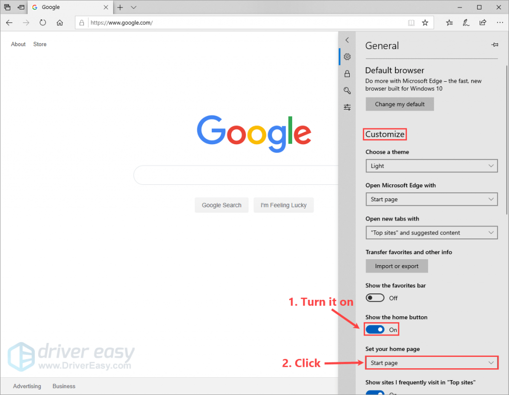 How do I change my homepage on Windows 10?