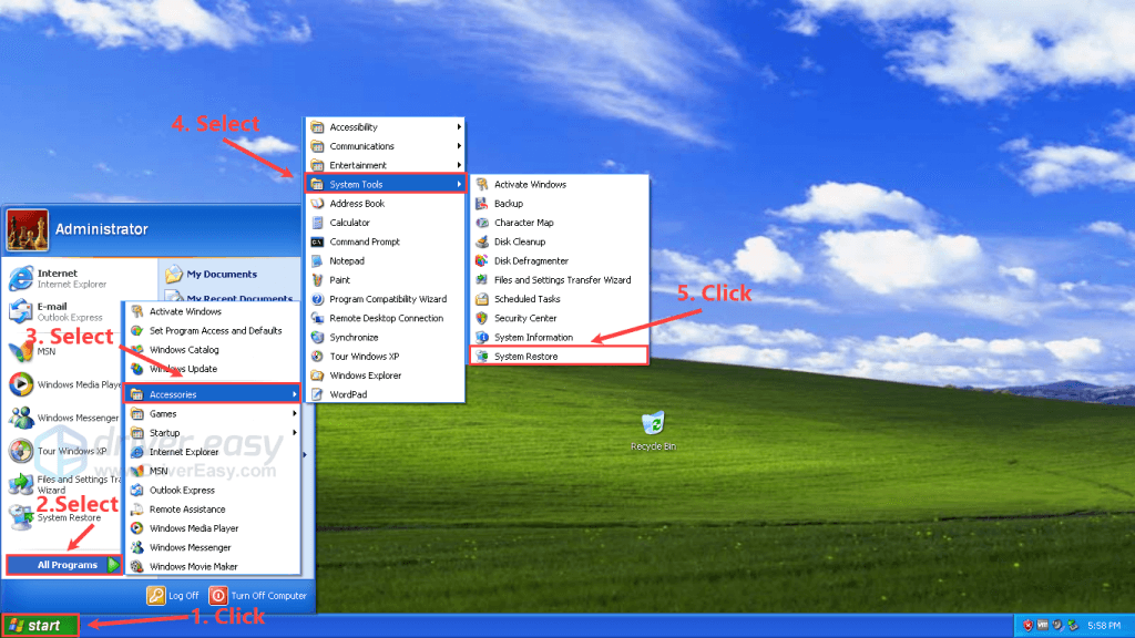 restore windows xp to manufacturer name new