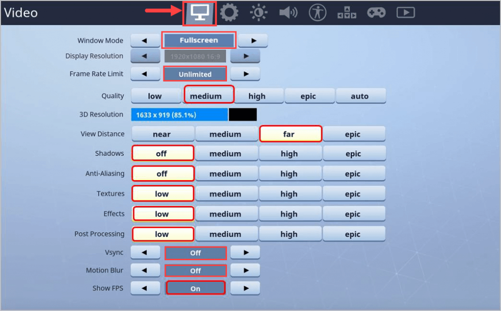 best settings for fortnite mac