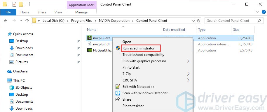 how to run nvidia control panel as administrator