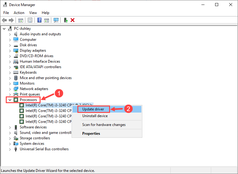 how to update cpu drivers inter